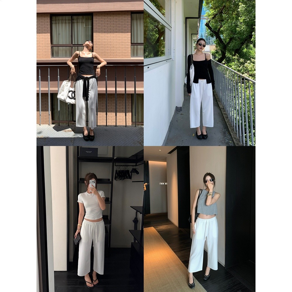 左邊女裝直筒九分休閒衛褲2026秋季新款抽繩鬆緊腰運動休閒褲-細節圖5