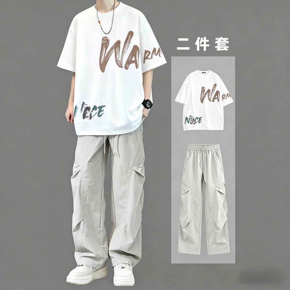 WAR白+側蓋褲灰