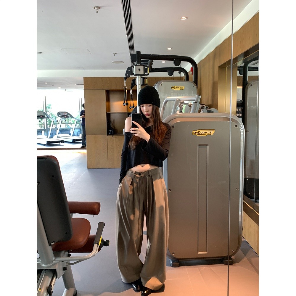 左邊女裝蘭精天絲亞麻斜肩上衣2026秋季新款短款長袖露肩T恤-細節圖2