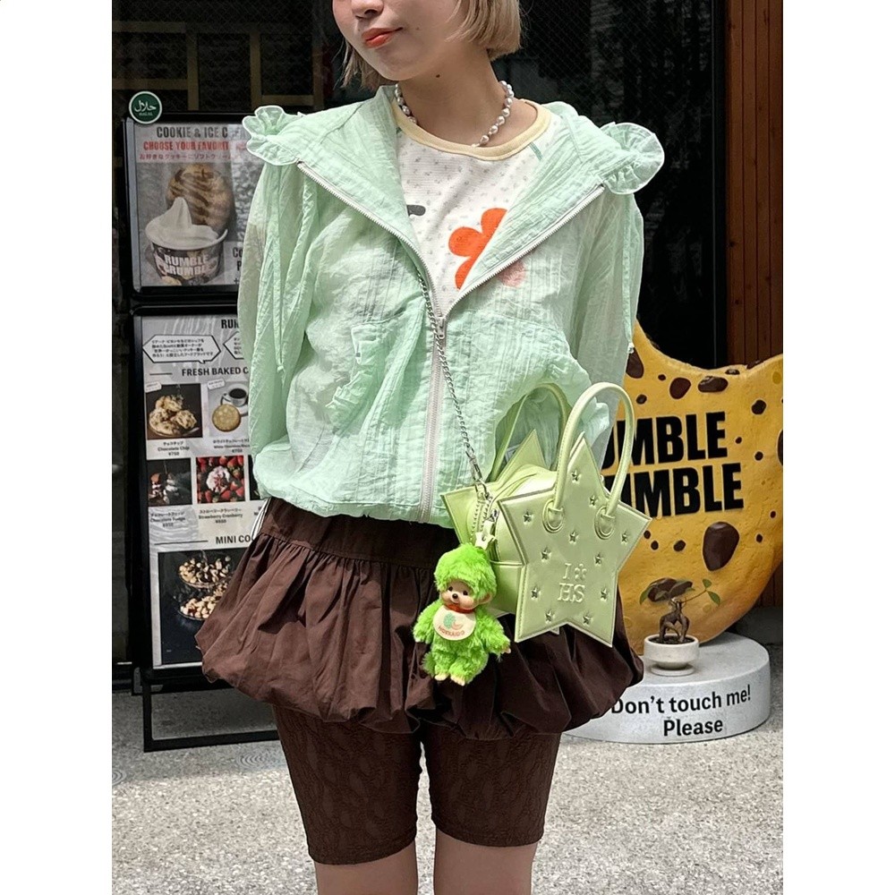 CP 美少女的防曬外套 夏日可愛壓褶紋理圓點 透氣薄款連帽拉鍊-細節圖4