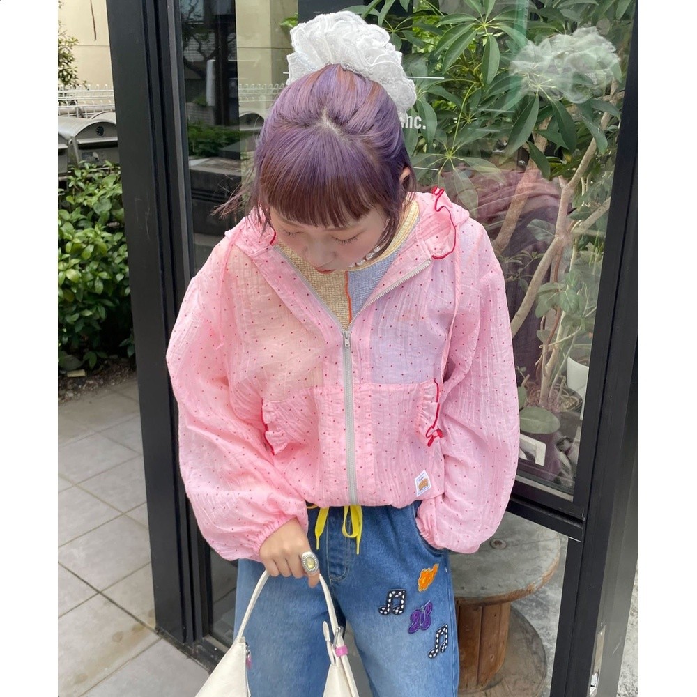 CP 美少女的防曬外套 夏日可愛壓褶紋理圓點 透氣薄款連帽拉鍊-規格圖5