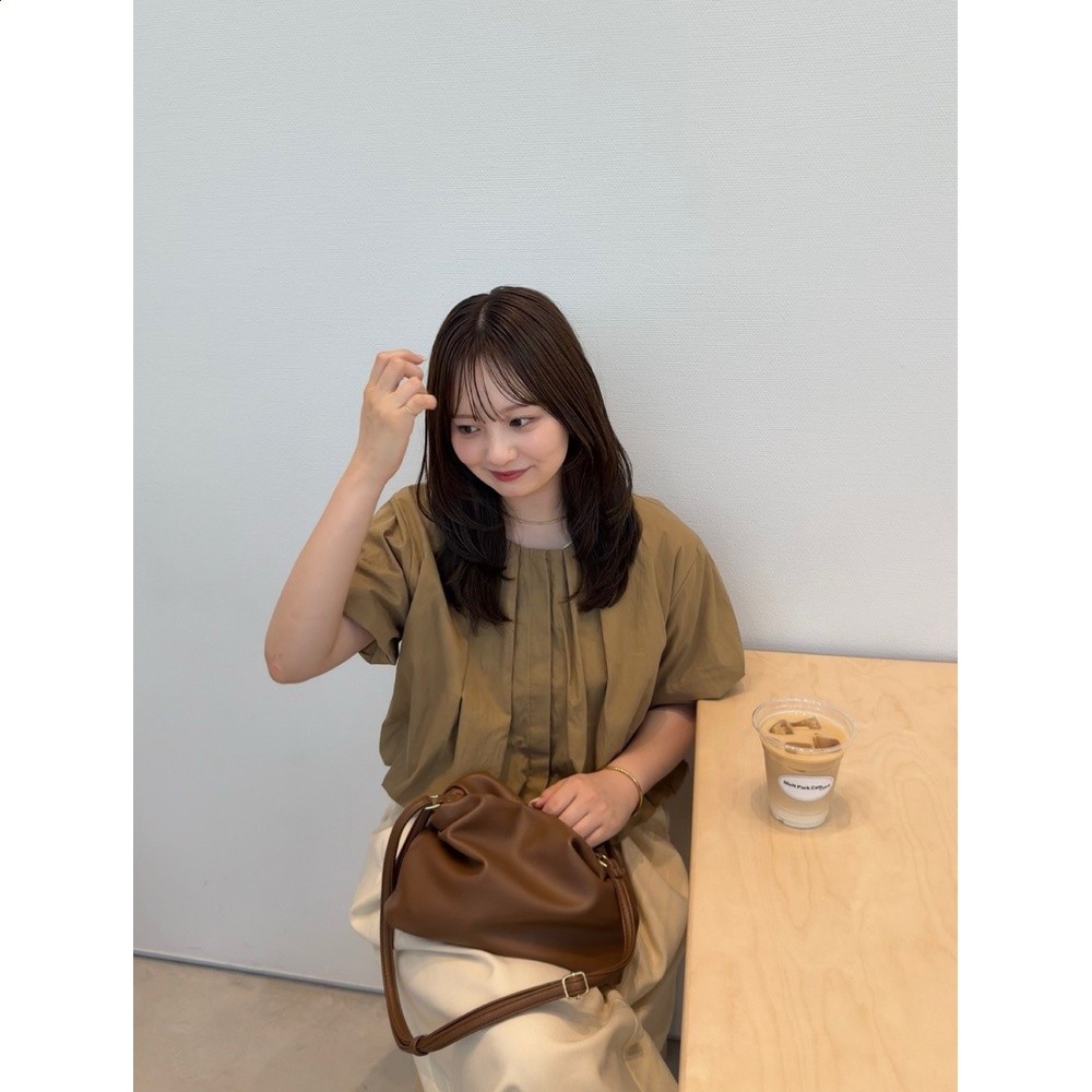 小眾日系olun 26年初秋新款森女系百搭泡泡袖單排扣短袖襯衫-細節圖2