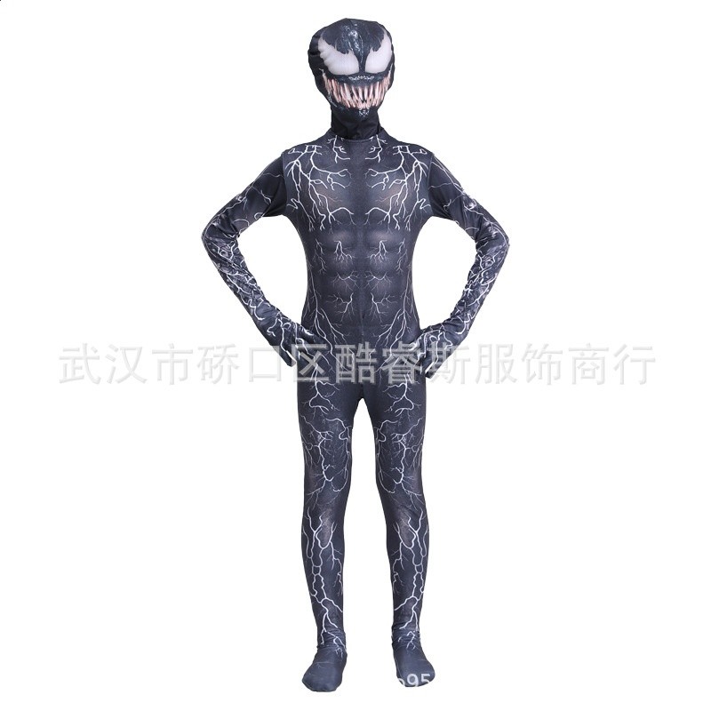 蜘蛛俠連體緊身衣萬聖節Cos play服裝成人兒童連體衣套裝-規格圖5