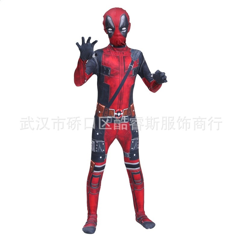 蜘蛛俠連體緊身衣萬聖節Cos play服裝成人兒童連體衣套裝-規格圖5