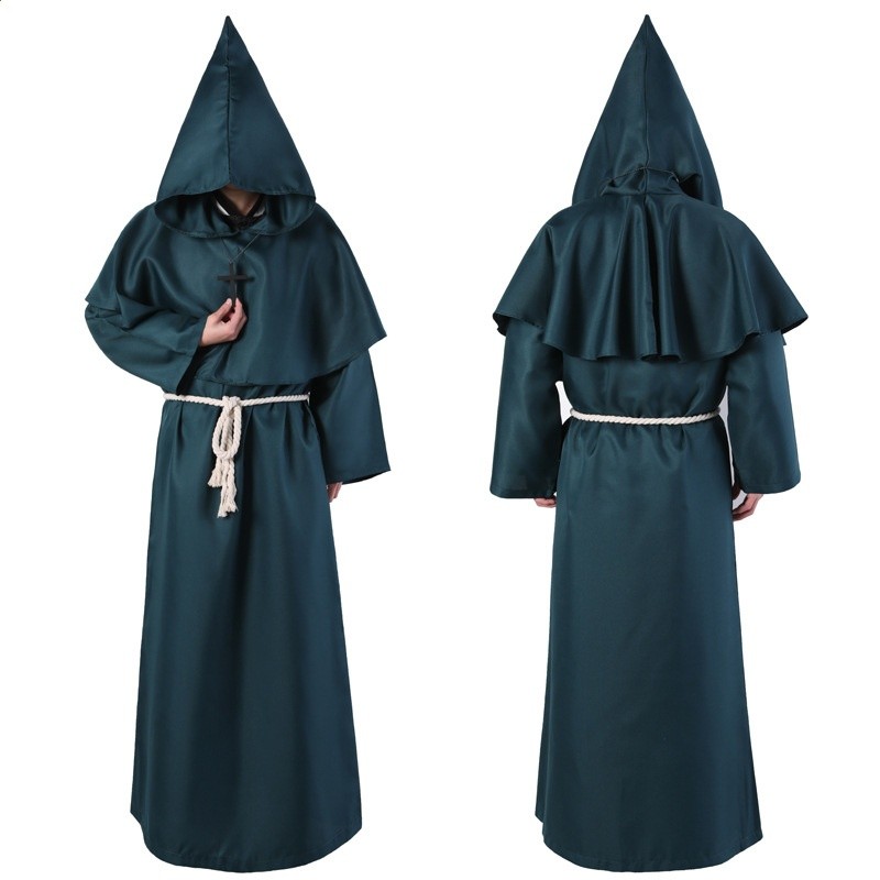 萬聖節cosplay古裝中世紀僧侶服修士袍巫師服牧師服COS服裝舞臺服-規格圖5