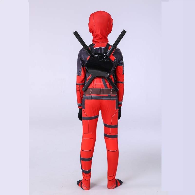 Deadpool死侍連體緊身衣 萬聖節服裝兒童死侍cosplay服裝成人套裝-細節圖3