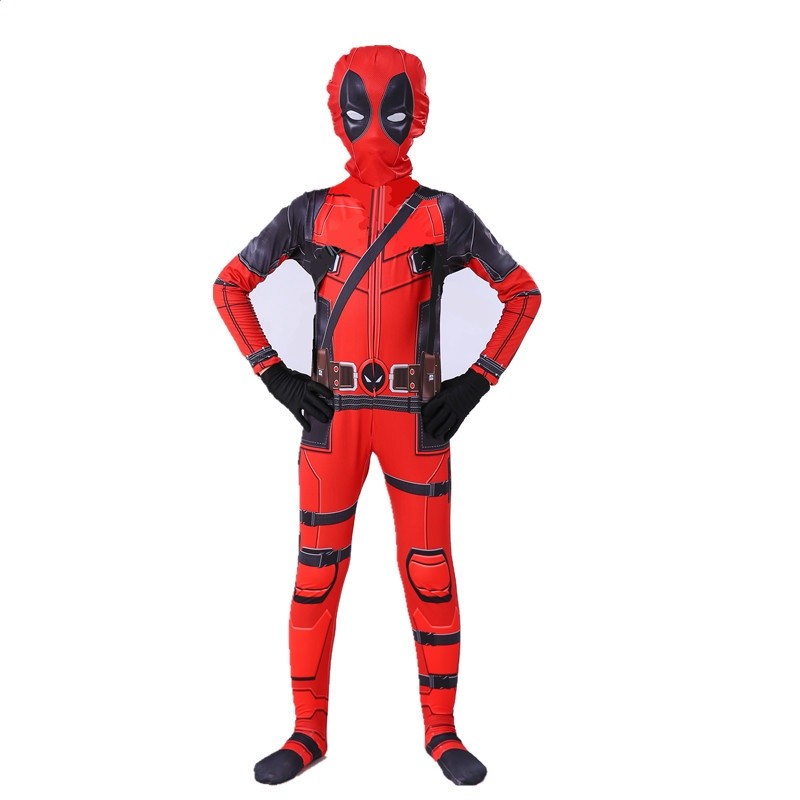 Deadpool死侍連體緊身衣 萬聖節服裝兒童死侍cosplay服裝成人套裝-細節圖5