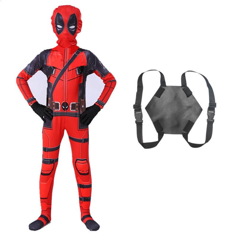 Deadpool死侍連體緊身衣 萬聖節服裝兒童死侍cosplay服裝成人套裝-規格圖5