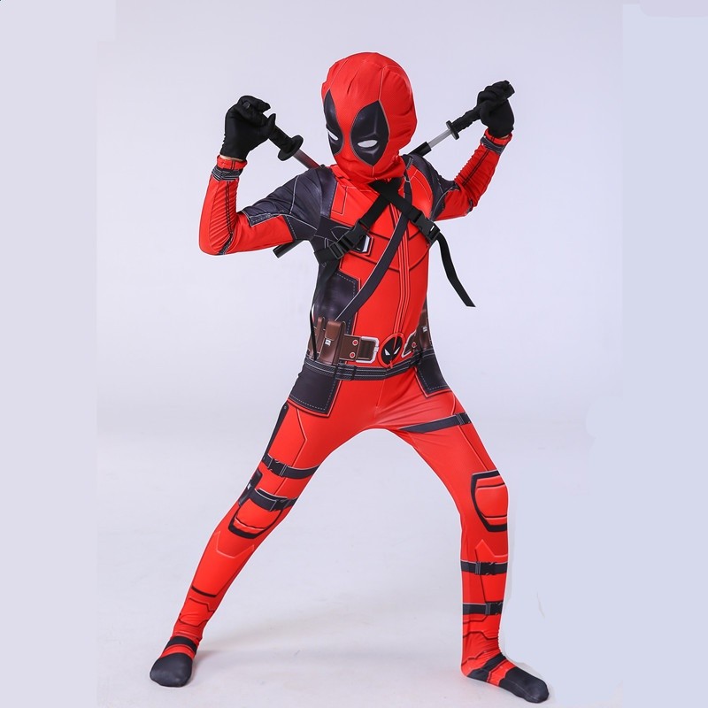 Deadpool死侍連體緊身衣 萬聖節服裝兒童死侍cosplay服裝成人套裝-規格圖5