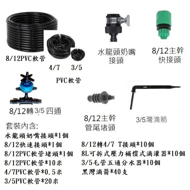 【綠美滴灌噴灌降溫工程】 滴箭滴灌 DIY 家庭園藝開心農場滴灌系統10米套裝一般款~8/12PVC軟管-細節圖8