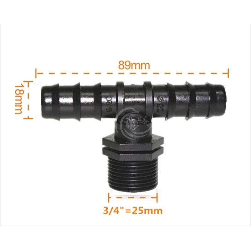 【綠美滴灌噴灌降溫工程】2704~20PE管6分外牙三通 大棚微噴滴灌管件PE管承插簡易接頭配件-細節圖2