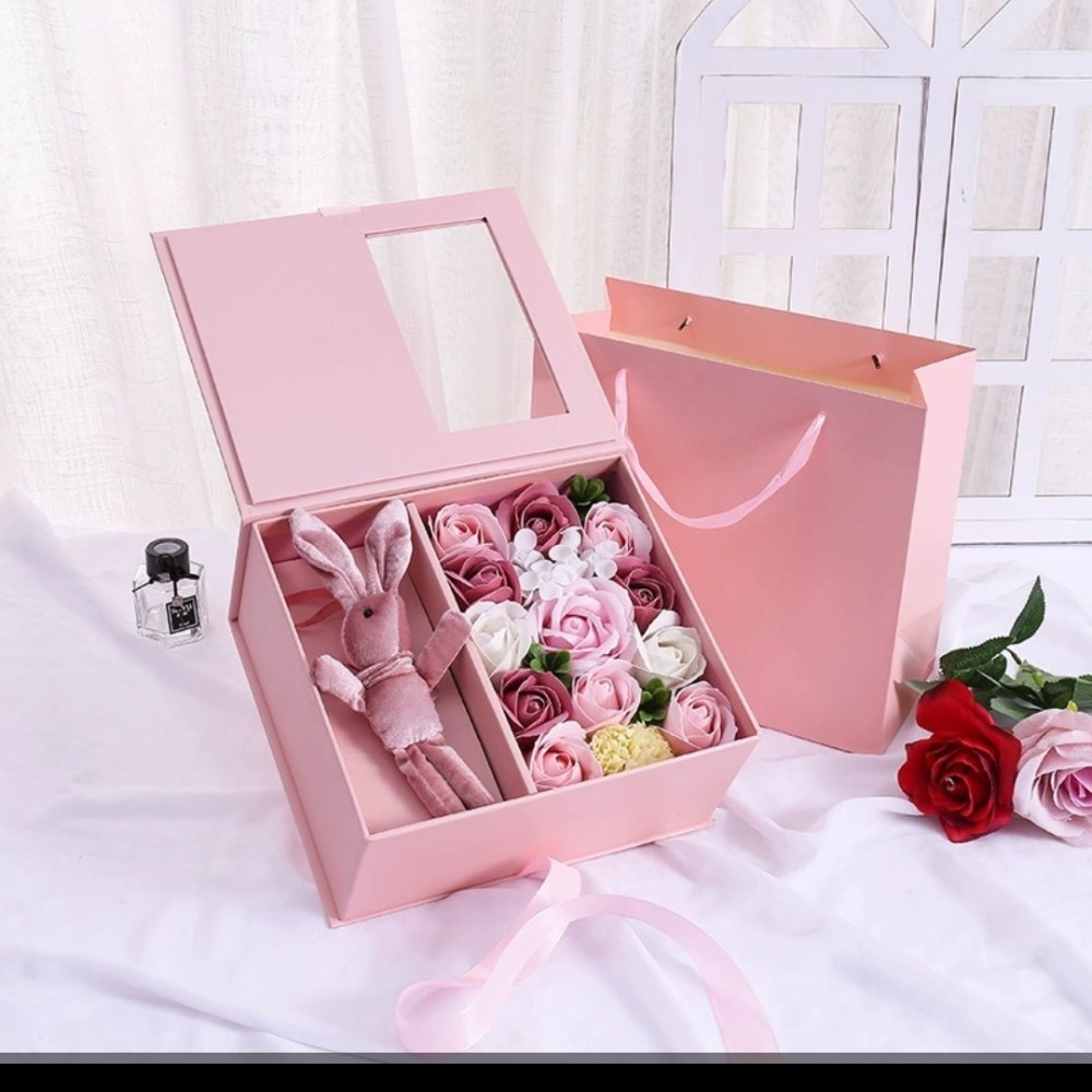 💥台灣現貨💥創意透明開窗禮盒(裸盒，不含花跟禮物)  禮物包装盒-細節圖2