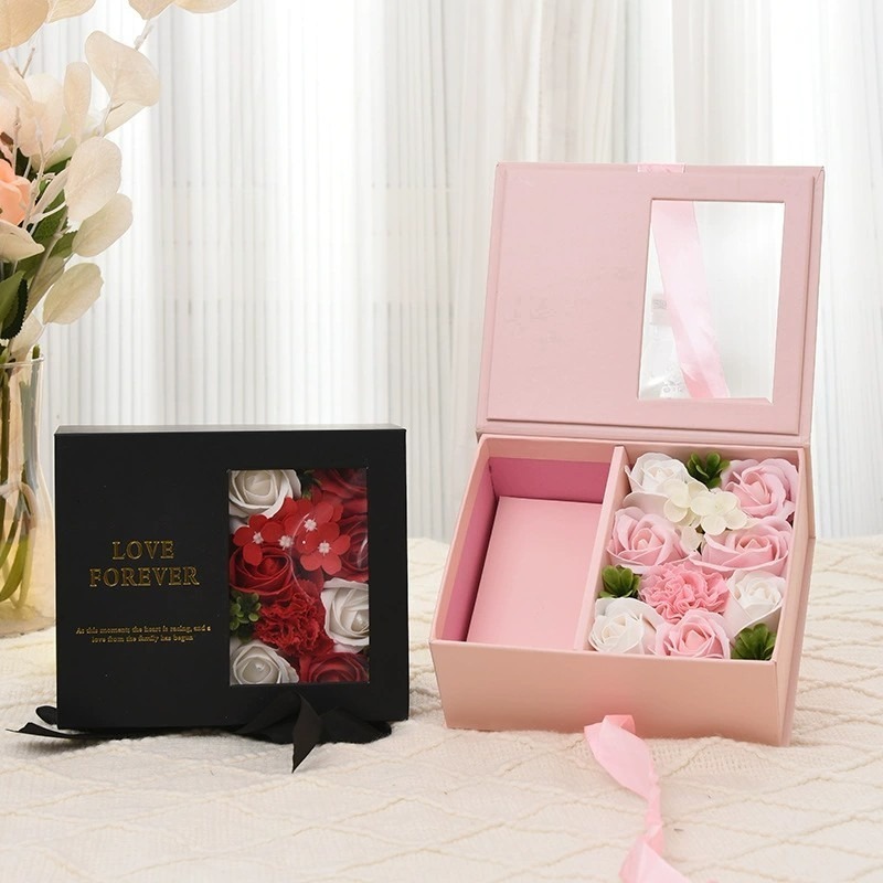 💥台灣現貨💥創意透明開窗禮盒(裸盒，不含花跟禮物)  禮物包装盒-細節圖3