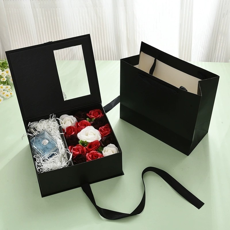 💥台灣現貨💥創意透明開窗禮盒(裸盒，不含花跟禮物)  禮物包装盒-細節圖4