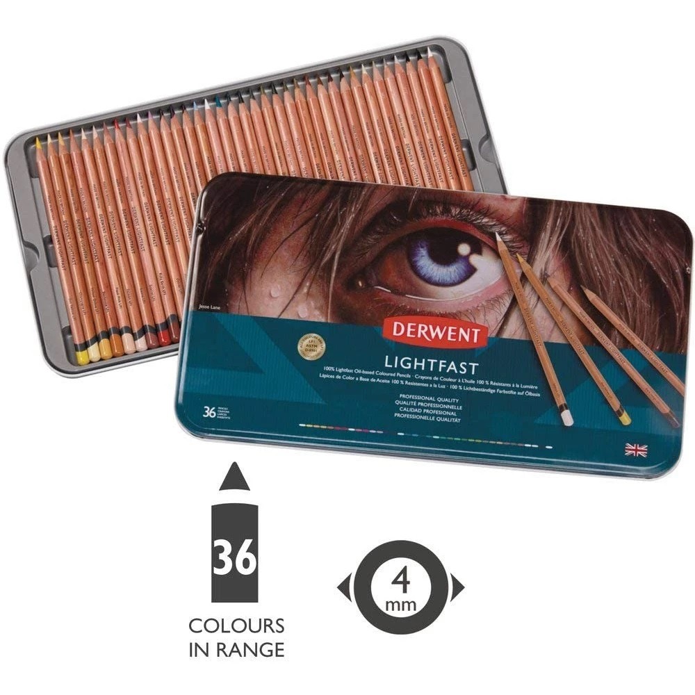 【DERWENT 德爾文】 LIGHTFAST油性色鉛36色-鐵盒裝A DW2302721-細節圖2