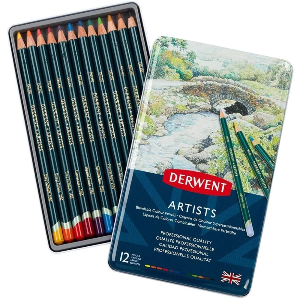 【DERWENT 德爾文】油性色鉛12色-鐵盒裝 DW32092-細節圖2