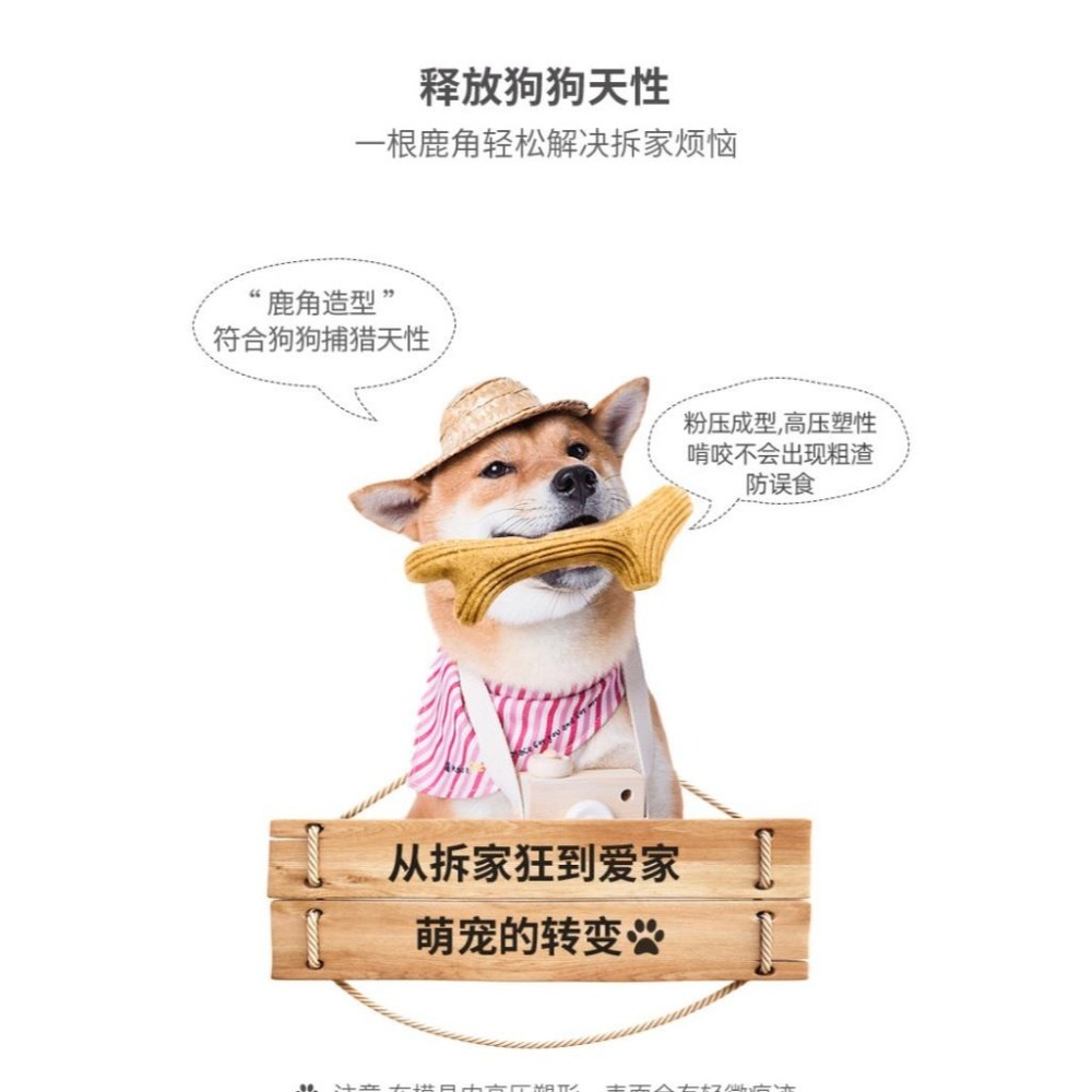 <拔辣選品>>貴為GiGwi狗狗木塑玩具磨牙棒鹿角幼犬耐咬寵物獨處自嗨啃咬神器 現貨-細節圖2