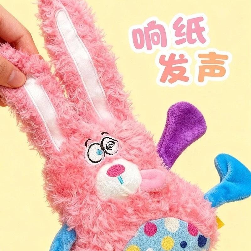 <1313選物>PETSVILLE派思維暈乎乎小動物玩具 兔子狐狸小狗青蛙小雞玩具 響紙磨牙發聲毛絨耐咬玩具 寵物玩具-細節圖4
