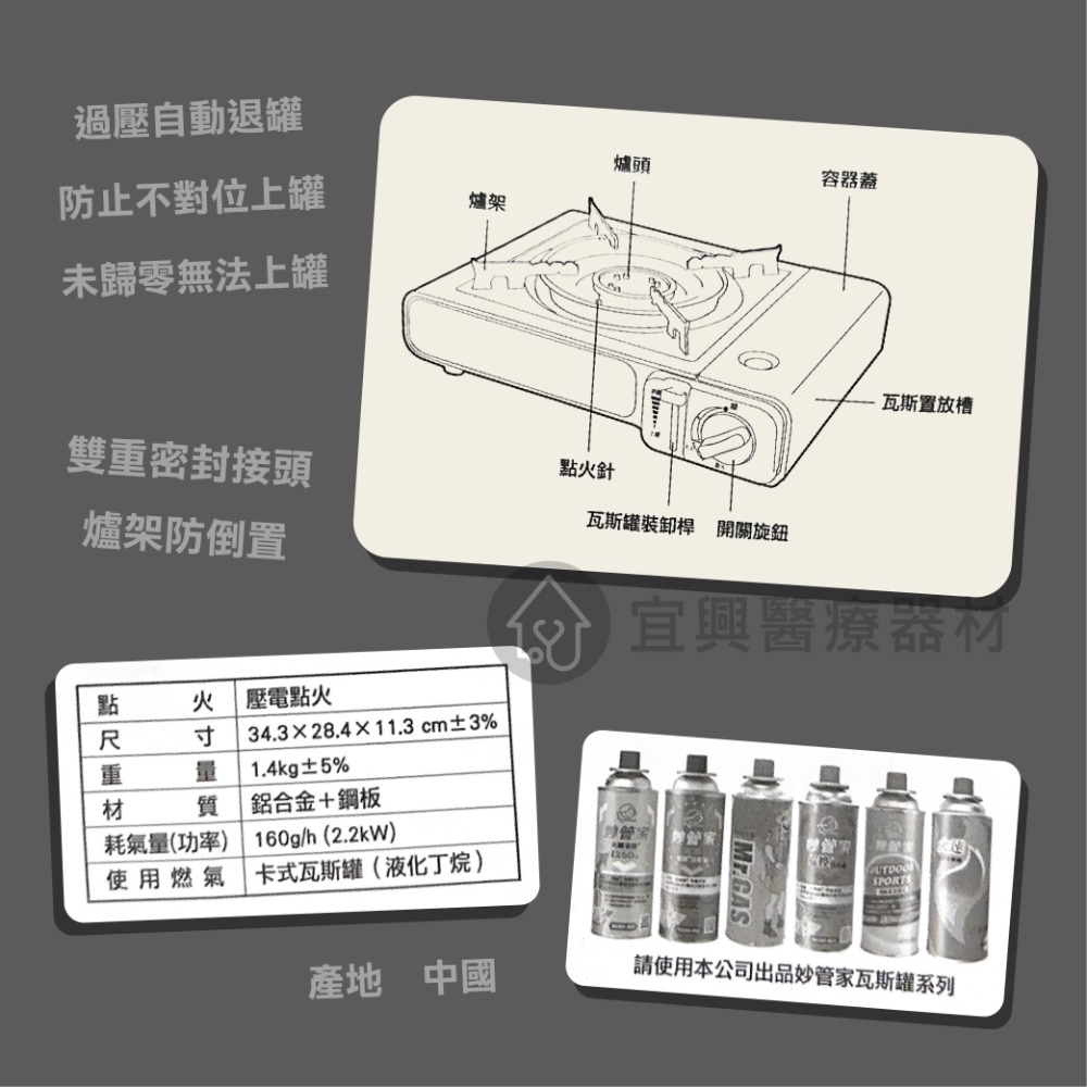 妙管家【卡式爐－附硬盒】K080 卡式爐 休閒瓦斯爐 卡式瓦斯爐 露營瓦斯爐 隨行用卡式爐-細節圖2