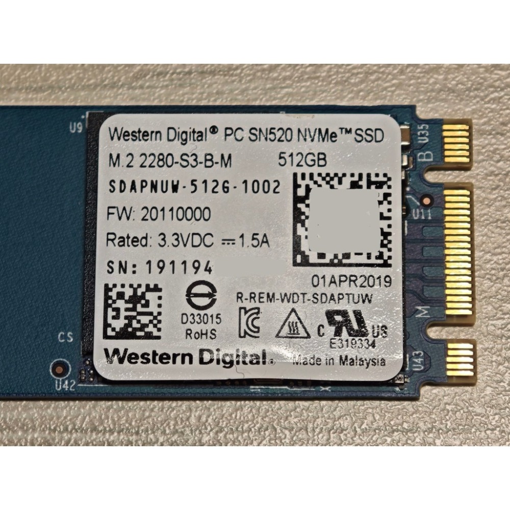 WD PC SN520 NVMe SSD M.2 2280-S3-B-M 512GB-細節圖4