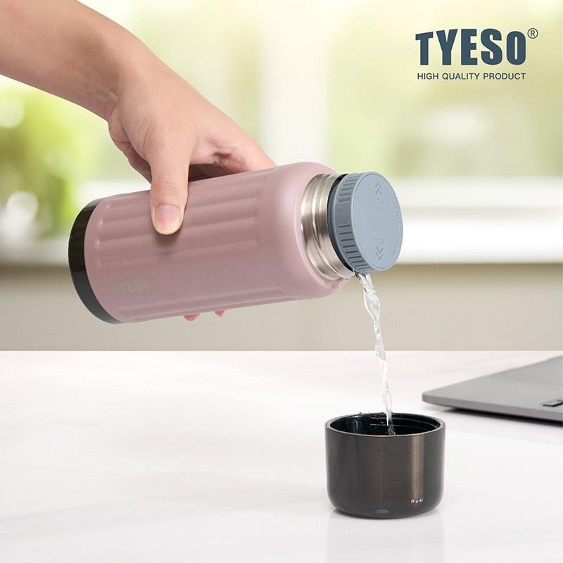 TYESO經典條紋保溫杯 304不鏽鋼500ml/750ml運動保溫杯 防漏旋轉杯蓋不鏽鋼保溫隨身咖啡杯 車載保溫水壺-細節圖3