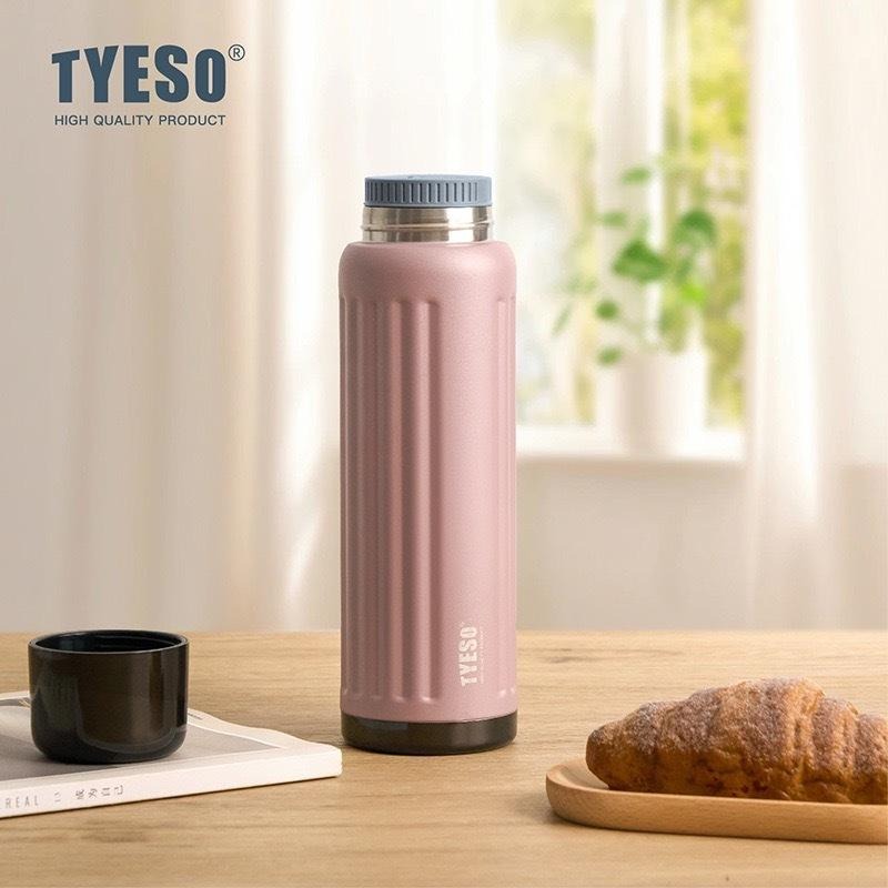 TYESO經典條紋保溫杯 304不鏽鋼500ml/750ml運動保溫杯 防漏旋轉杯蓋不鏽鋼保溫隨身咖啡杯 車載保溫水壺-細節圖4