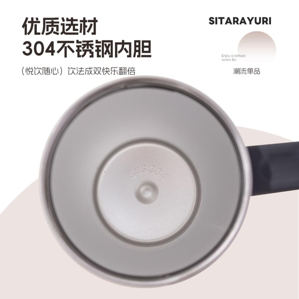SITARAYURI大容量雙飲手柄彈蓋保溫杯 304不鏽鋼大容量1200ml手柄冰霸杯 按壓彈蓋雙飲環保車載杯 隨行水壺-細節圖7