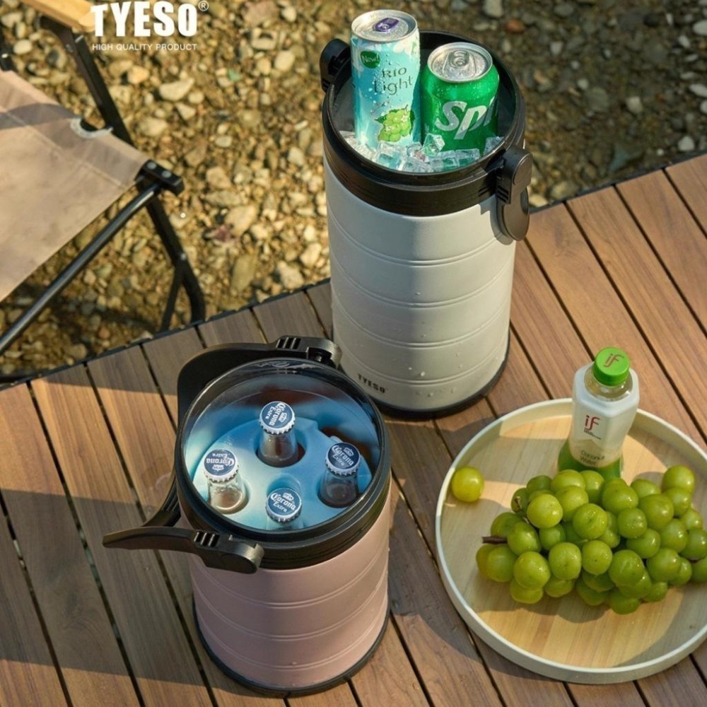 TYESO泰碩 5000ml/6600ml大容量手提冰桶 304不鏽鋼手提保溫保冰桶 戶外露營活動多功能手提行動冰箱-細節圖3