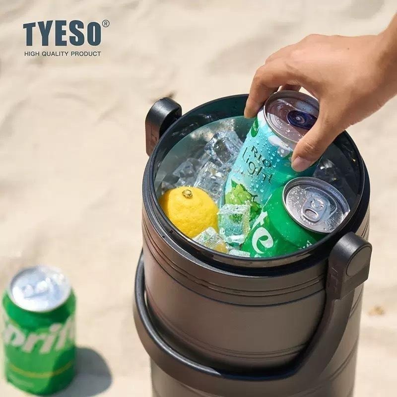TYESO泰碩 5000ml/6600ml大容量手提冰桶 304不鏽鋼手提保溫保冰桶 戶外露營活動多功能手提行動冰箱-細節圖4