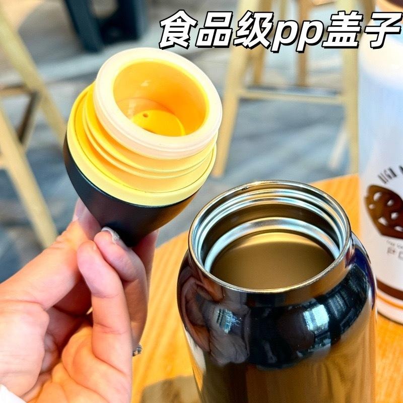 SITARAYURI一鍵彈蓋印花運動水壺 304不鏽鋼600ml手提保溫杯 按壓彈蓋隨行咖啡杯 單手按鍵彈蓋車載保溫杯-細節圖7