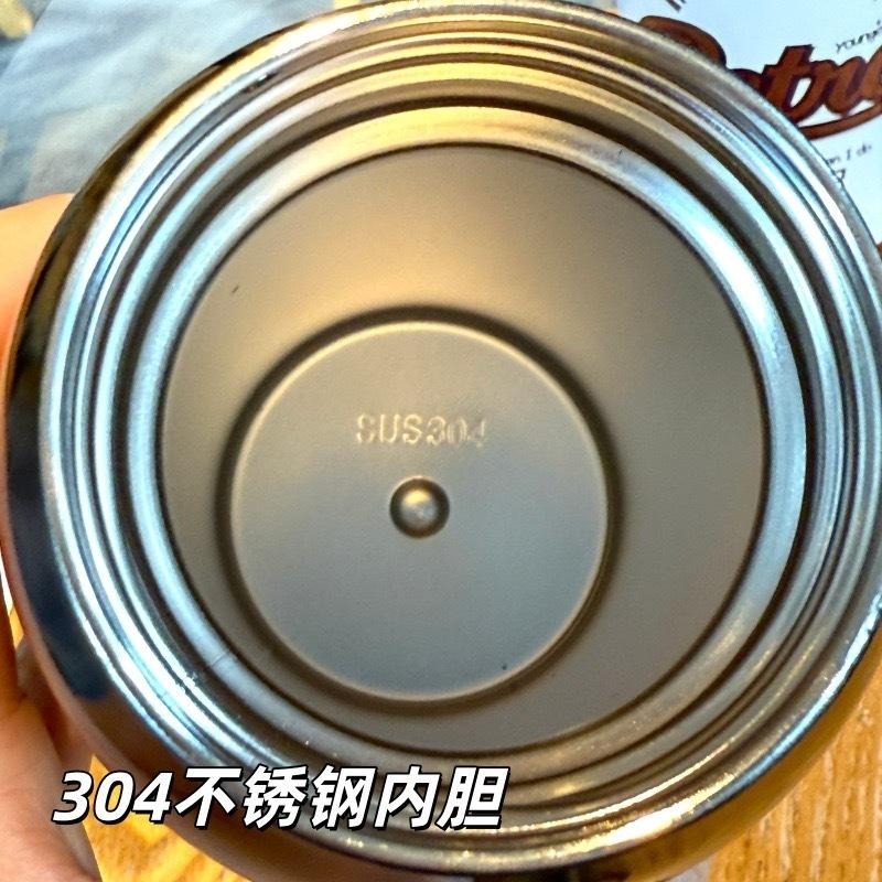 SITARAYURI一鍵彈蓋印花運動水壺 304不鏽鋼600ml手提保溫杯 按壓彈蓋隨行咖啡杯 單手按鍵彈蓋車載保溫杯-細節圖8
