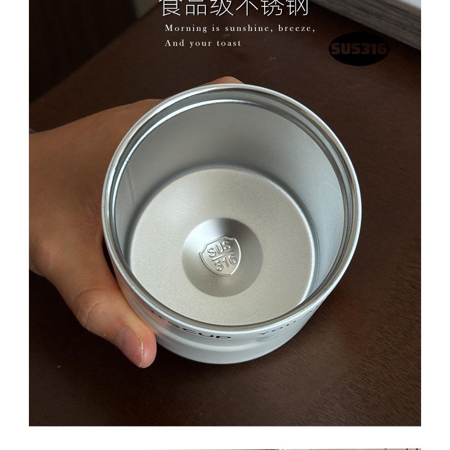 新款304不鏽鋼雙飲小可保溫咖啡杯 260ml/350ml辦公不鏽鋼保溫保冰隨行杯 露營馬克杯泡茶杯 手提繩環保杯牛奶杯-細節圖6