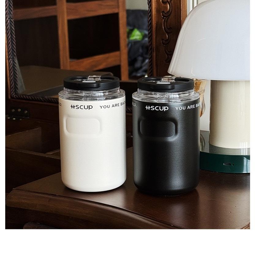 新款304不鏽鋼雙飲小可保溫咖啡杯 260ml/350ml辦公不鏽鋼保溫保冰隨行杯 露營馬克杯泡茶杯 手提繩環保杯牛奶杯-細節圖8