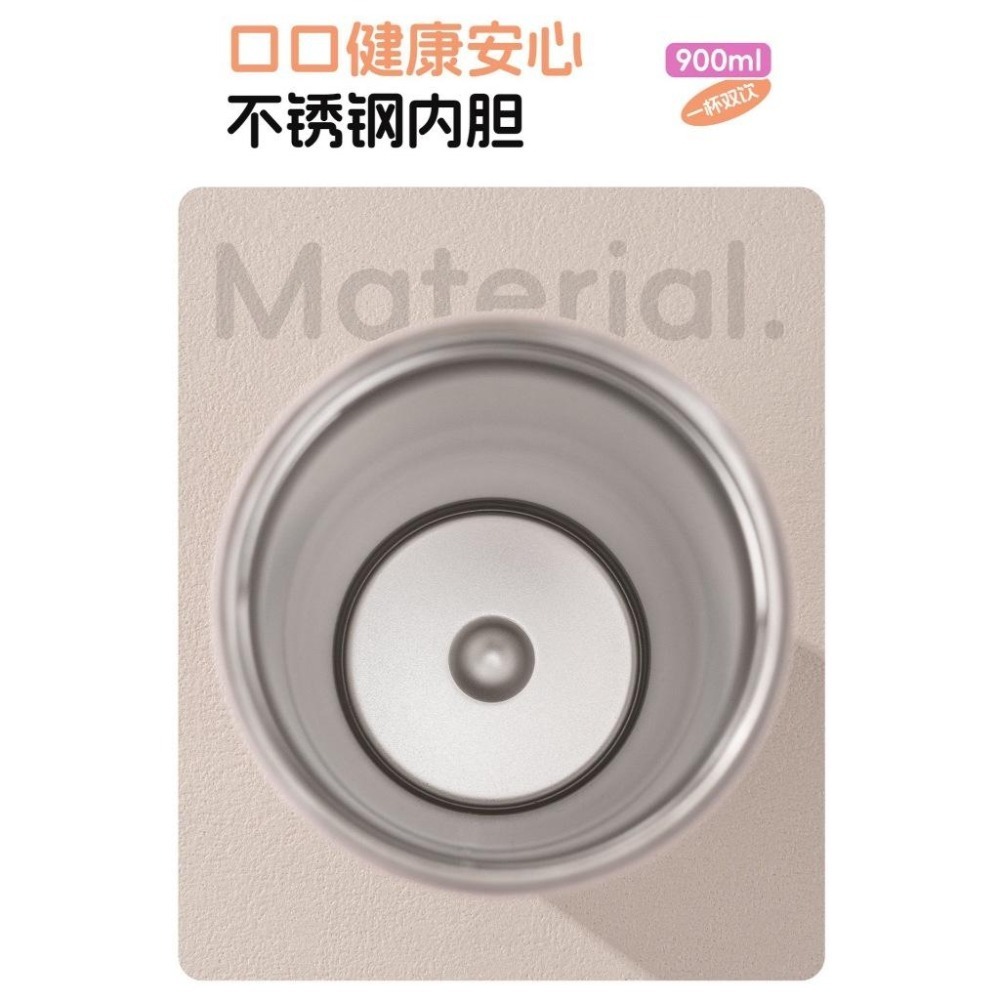 SITARAYURI雙飲軟手提彈蓋運動水壺 304不鏽鋼900ml雙飲式杯蓋保溫杯 按壓彈蓋隨行環保咖啡杯 車載保溫杯-細節圖7