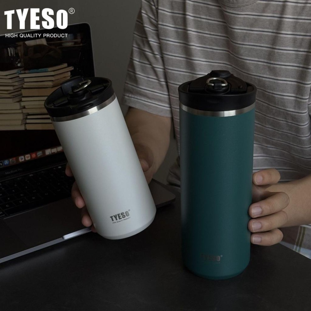 TYESO保溫杯 304不鏽鋼咖啡杯 600ml/750ml不鏽鋼法式濾壓杯 雙層保溫咖啡濾壓杯 不鏽鋼翻蓋加壓茶濾杯-細節圖2