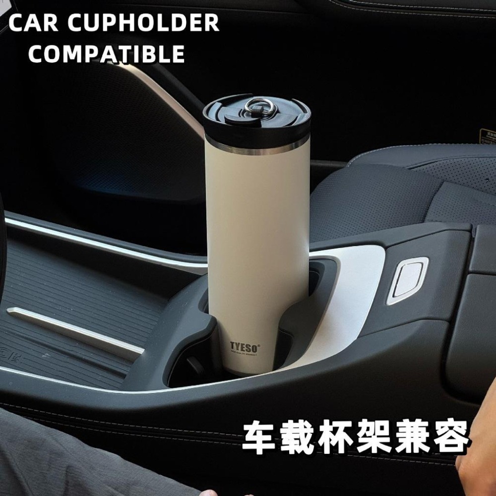 TYESO保溫杯 304不鏽鋼咖啡杯 600ml/750ml不鏽鋼法式濾壓杯 雙層保溫咖啡濾壓杯 不鏽鋼翻蓋加壓茶濾杯-細節圖3