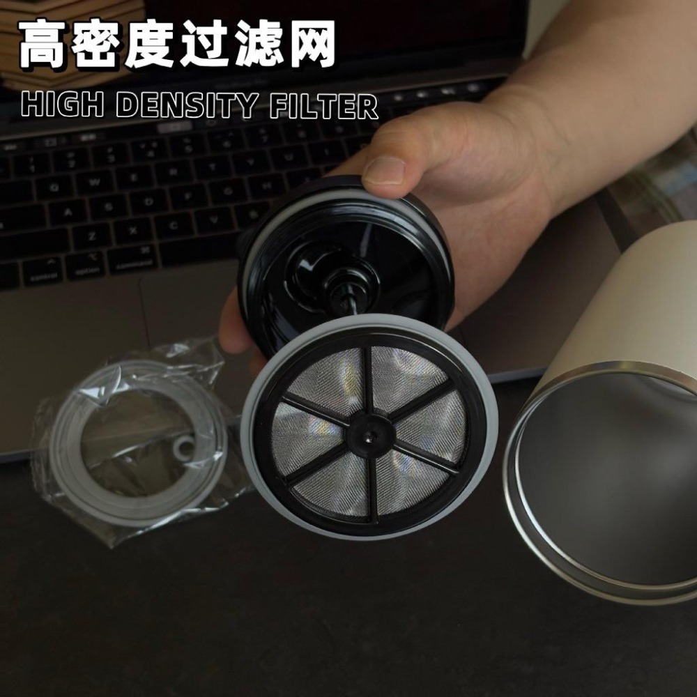 TYESO保溫杯 304不鏽鋼咖啡杯 600ml/750ml不鏽鋼法式濾壓杯 雙層保溫咖啡濾壓杯 不鏽鋼翻蓋加壓茶濾杯-細節圖5