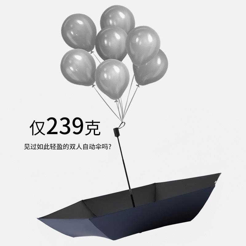 108cm雙人超輕自動傘 240g超輕晴雨傘 雙人加大傘面防曬傘 折疊傘 自動開合晴雨傘 30D超薄黑膠傘布鋁合金碳纖維-細節圖3