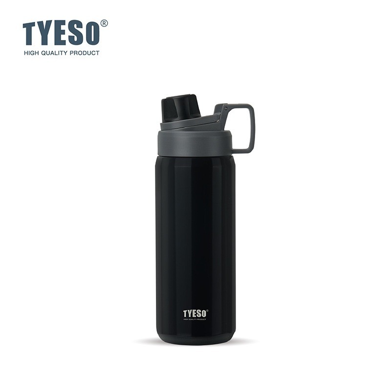 TYESO保溫杯 304不鏽鋼600ml/750ml/900ml大容量運動保溫杯 防漏旋轉杯蓋附矽膠提手不鏽鋼運動水壺-規格圖9