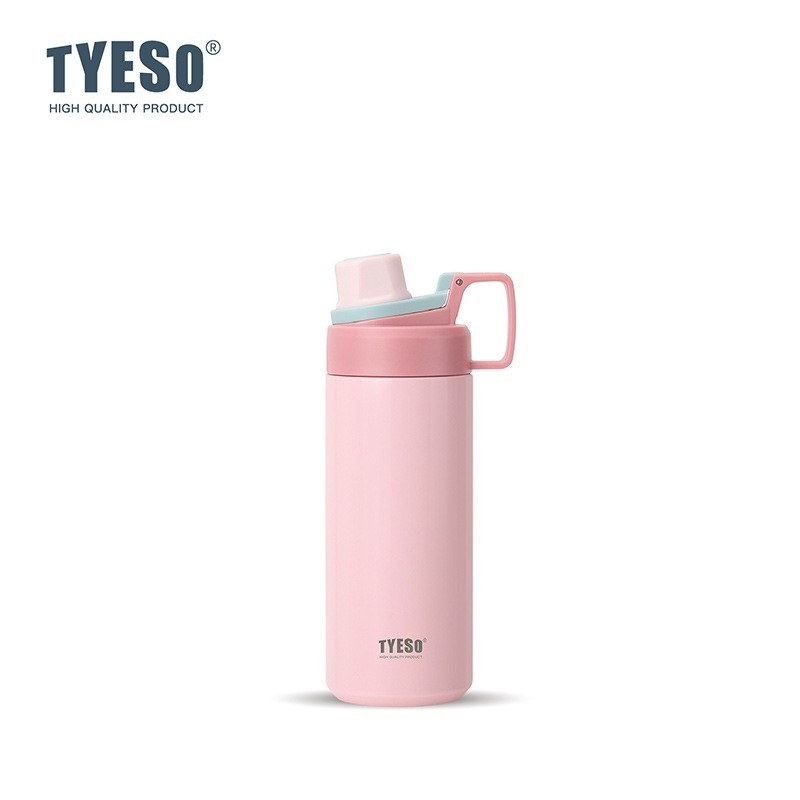 TYESO保溫杯 304不鏽鋼600ml/750ml/900ml大容量運動保溫杯 防漏旋轉杯蓋附矽膠提手不鏽鋼運動水壺-規格圖9