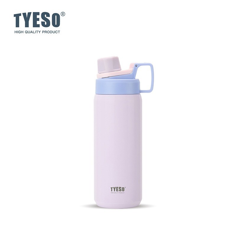 TYESO保溫杯 304不鏽鋼600ml/750ml/900ml大容量運動保溫杯 防漏旋轉杯蓋附矽膠提手不鏽鋼運動水壺-規格圖9