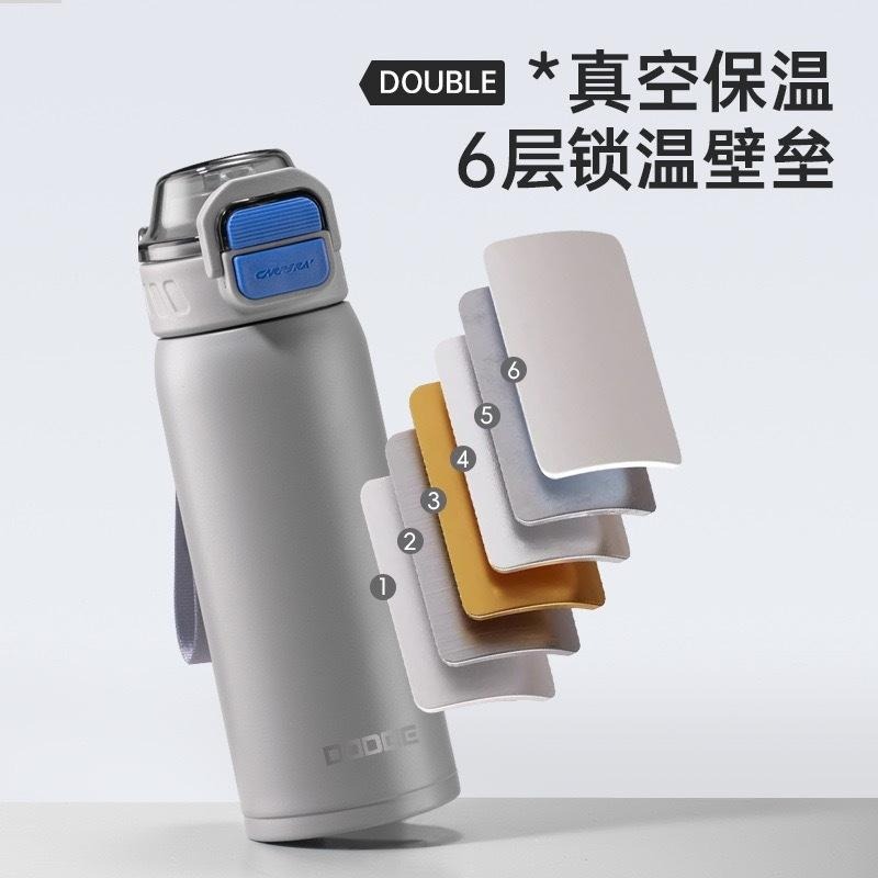 DODGE道奇尚品雙飲杯 316不鏽鋼運動保溫杯 430ml/520ml手提隨行杯 一鍵彈蓋環保咖啡杯 雙飲杯蓋車載水壺-細節圖3