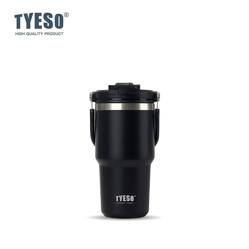 TYESO提手吸管保溫杯 600/750/900/1050/1200ml雙飲式冰霸杯 防漏手提咖啡杯 保溫保冷隨行車載杯-規格圖9