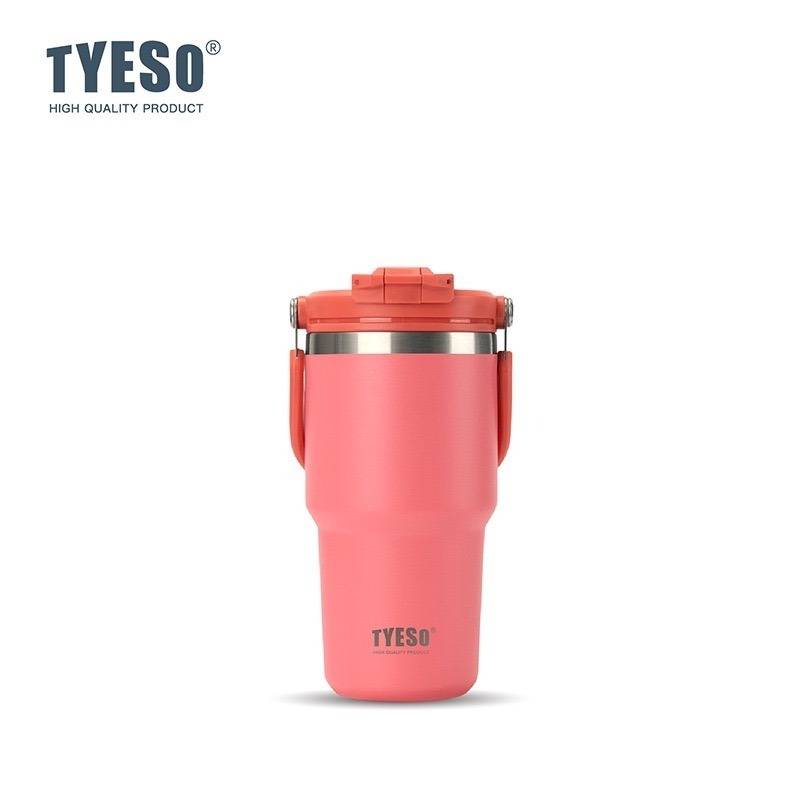 TYESO提手吸管保溫杯 600/750/900/1050/1200ml雙飲式冰霸杯 防漏手提咖啡杯 保溫保冷隨行車載杯-規格圖9