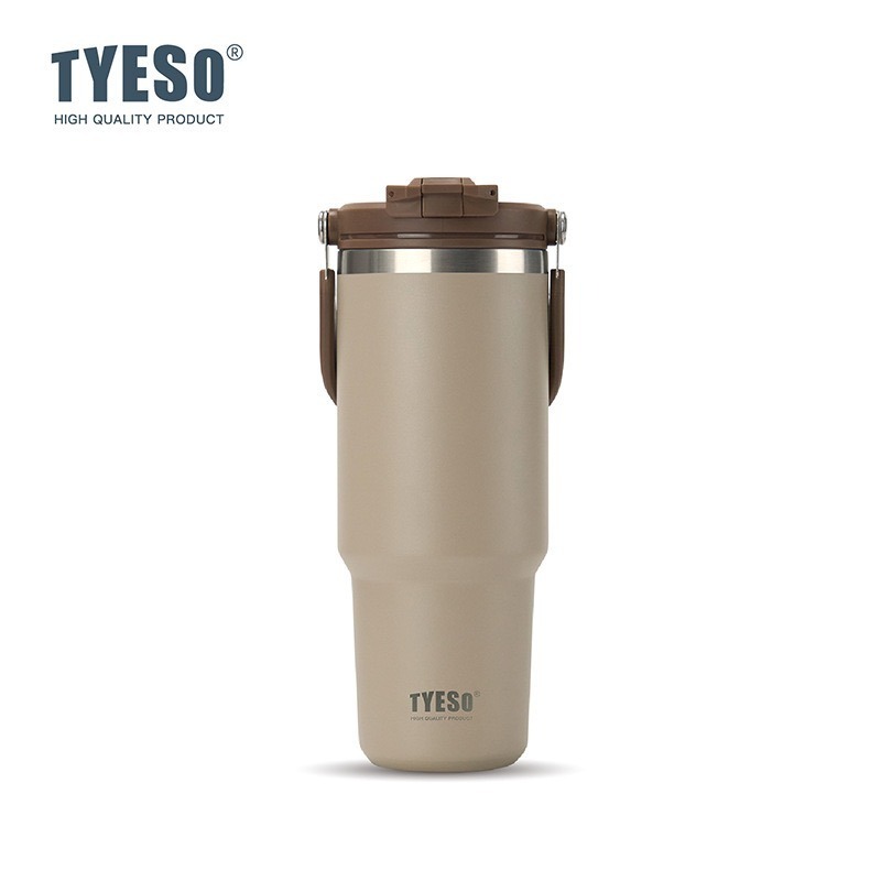 TYESO提手吸管保溫杯 600/750/900/1050/1200ml雙飲式冰霸杯 防漏手提咖啡杯 保溫保冷隨行車載杯-規格圖9