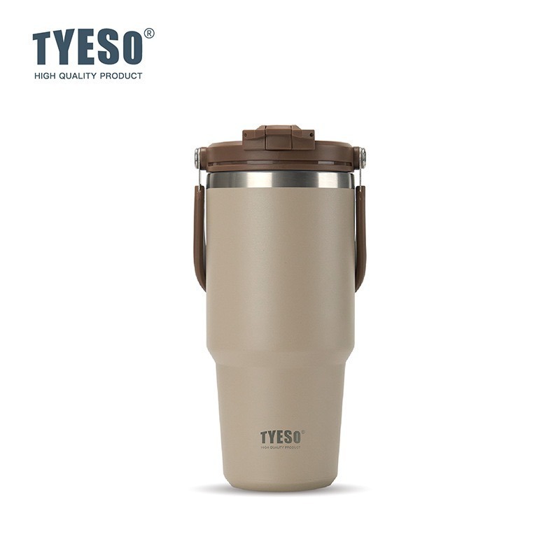 TYESO提手吸管保溫杯 600/750/900/1050/1200ml雙飲式冰霸杯 防漏手提咖啡杯 保溫保冷隨行車載杯-規格圖9