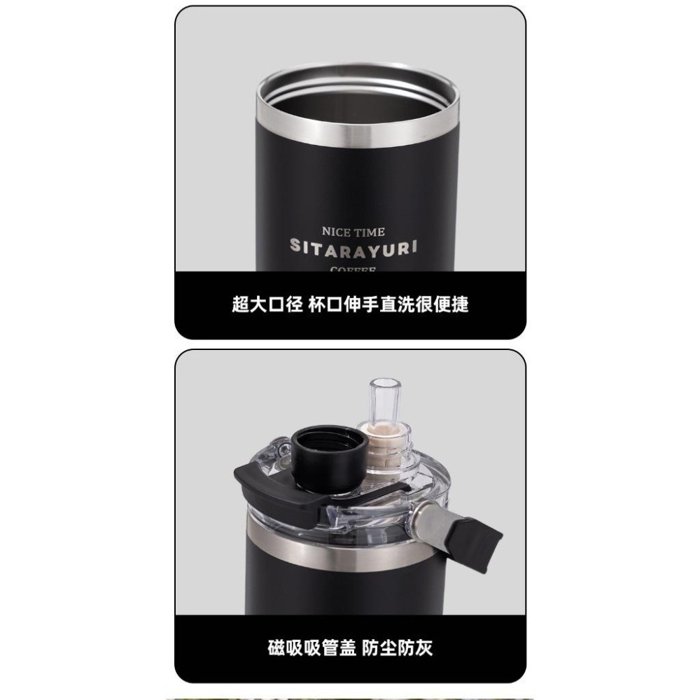 最新SITARAYURI三飲保溫杯 304不鏽鋼600m/900ml冰霸杯 磁吸防塵蓋吸管大象杯 手提冰霸杯 環保咖啡杯-細節圖6