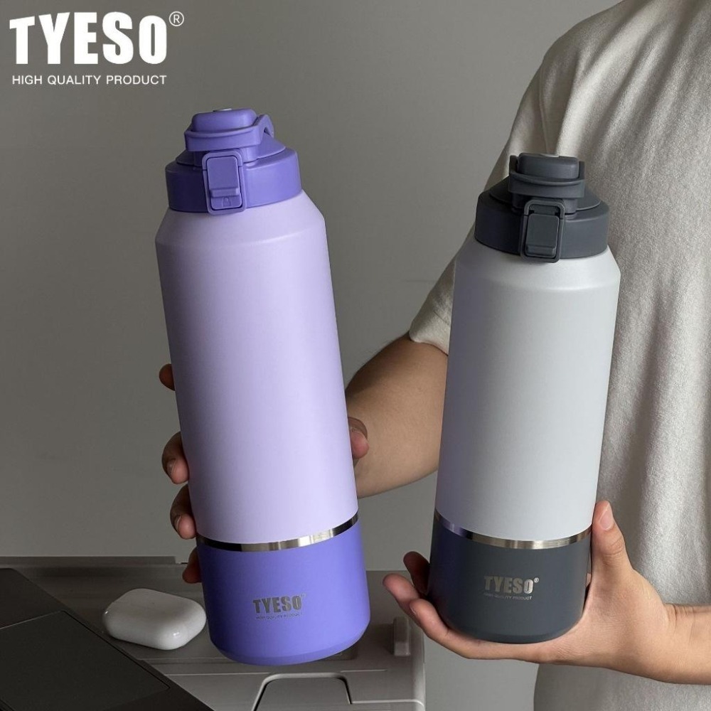 TYESO保溫杯 304不鏽鋼運動水壺 1200ml/1500ml/2000ml大容量保溫杯 環保車載咖啡杯 直身保溫杯-細節圖3