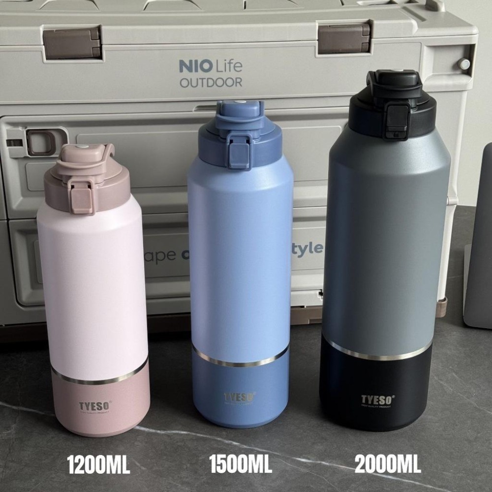 TYESO保溫杯 304不鏽鋼運動水壺 1200ml/1500ml/2000ml大容量保溫杯 環保車載咖啡杯 直身保溫杯-細節圖4