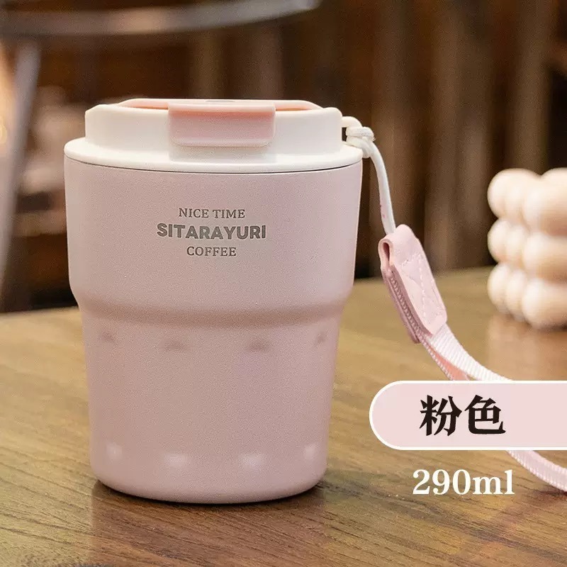 新款速發 韓版304不鏽鋼保溫杯 保溫保冷咖啡杯 旋轉杯蓋不鏽鋼隨手杯 環保隨行咖啡杯 不鏽鋼保溫車載杯 手提杯蓋咖啡杯-規格圖9